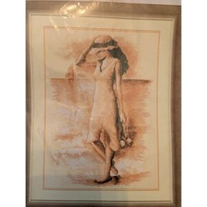 Verachtert Counted Cross Stitch Kit Sealed Thoughtful Beach Woman 10.8"X14.8"